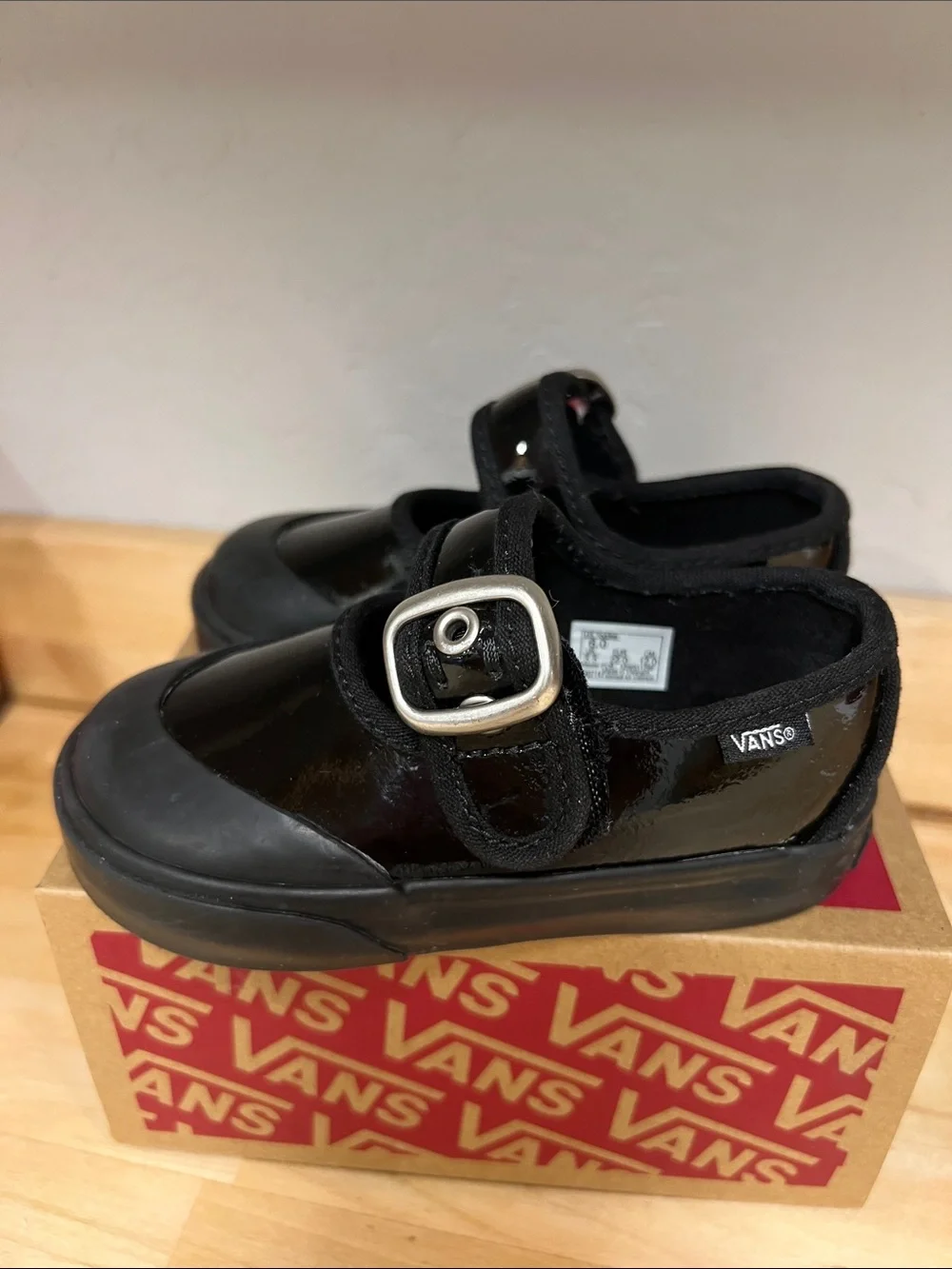 Vans Kids Black Patent Mary Jane with Silver Buckle